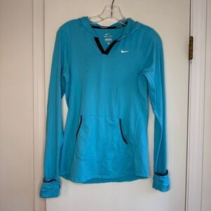 Nike Running Dri-FIT Hoodie Long Sleeve Top Thumb Holes Blue Size S